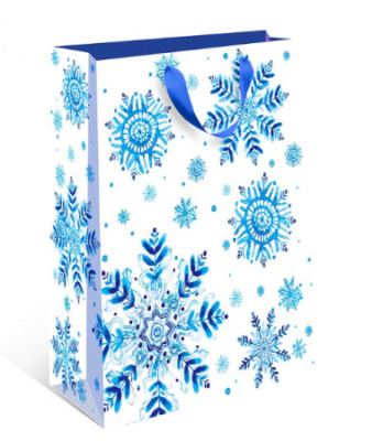 Пакет ламинат Снежинки на белом 26*32 см 1 шт