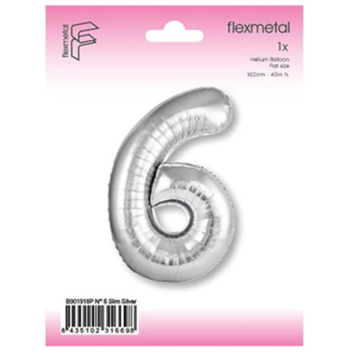 Шар Цифра 6/9 серебро Слим 100 см (FM)