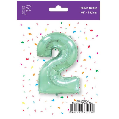 Шар Цифра 2 мята пастель 102 см (FM) Шар Цифра 2 мята пастель 102 см (FM)