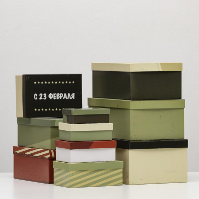Коробка прямоуг 23 февраля №8 26*17,5*11 см рис микс 1 шт