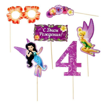 Фотобутафория на палочке 4 года 6 предм 17*28 см Феи 1 шт