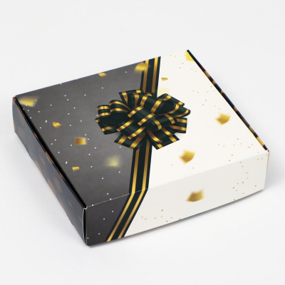Коробка складная Бант черное золото 20*18*5 см 1 шт Коробка складная Бант черное золото 20*18*5 см 1 шт
