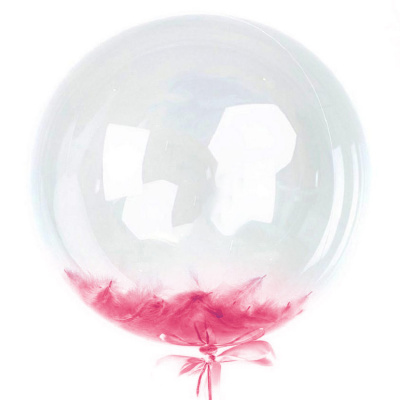 Шар Баблс 50 см с перьями розовые 1 шт
