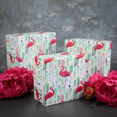 Коробка квадрат Фламинго №3 21*21*12 см 1 шт
