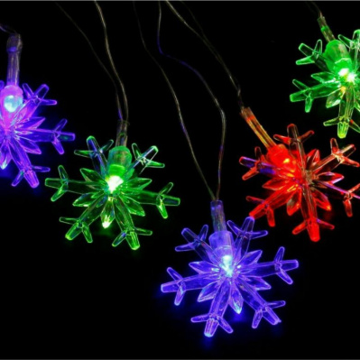 Гирлянда нить Снежинки мульти на бат 3 м LED-20 1 шт