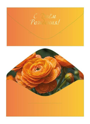 Конверт для денег С ДР Горчичный 1 шт  