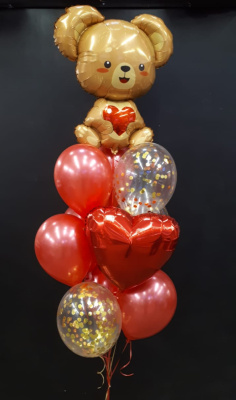 Букет Мишка плюшевый с сердцем 11 шт 