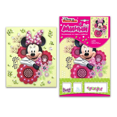 Аппликация Дисней Минни из страз и пайеток 18*30 см 1 шт Аппликация Дисней Минни из страз и пайеток 18*30 см 1 шт