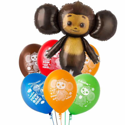 Букет С Днем Рождения Чебурашка фигура 7 шт